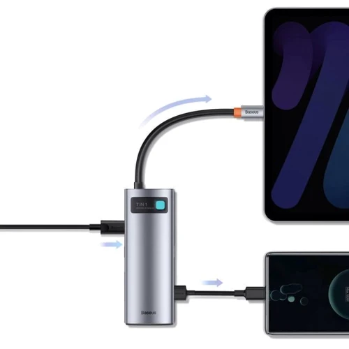 Адаптер Baseus Adapter USB-C to 2xUSB3.0+HDMI+USB-C+USB-C PD+ TF+SD Gray (WKWG020113): Інтерфейс підключення USB-C