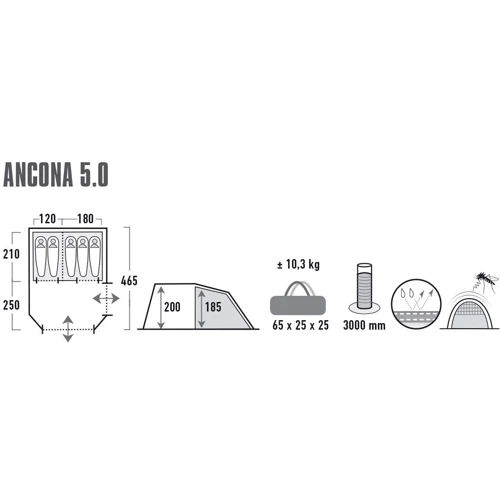 Палатка High Peak Ancona 5.0 Nimbus Grey