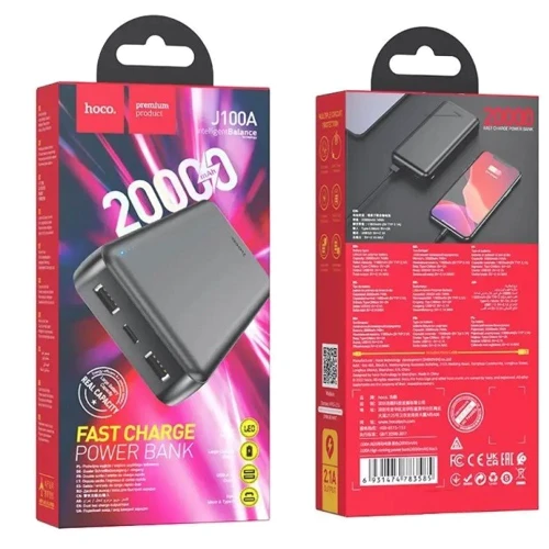 Внешний аккумулятор Hoco Power Bank 20000mAh J100A High-Ranking Black: Кабели/переходники для смартфонов в комплекте USB Type-C