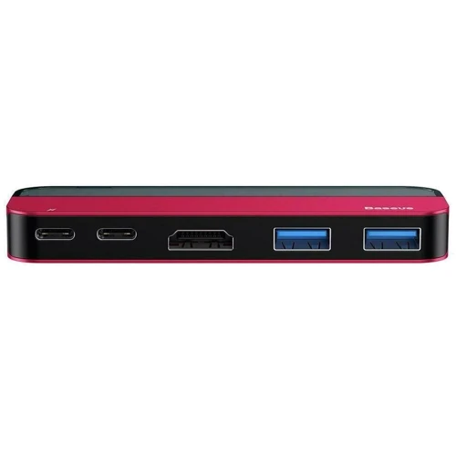Адаптер Baseus Adapter Dual USB-C to 2xUSB-C + 2xUSB + HDM Red (CAHUB-TS09): Додаткові роз'єми HDMI, USB OTG, USB-C