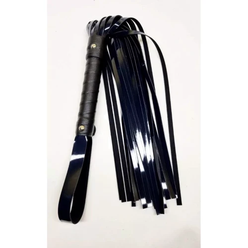 Флоггер из искусственной лакированной кожи Flirty ECO Varnish Leather - Black & Dark blue, BL-00044