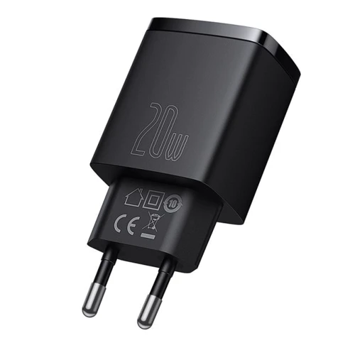 Зарядное устройство Baseus Wall Charger USB+USB-C 20W Black (CCXJ-B01): Особенности Быстрая зарядка, USB-C, Power Delivery (PD)