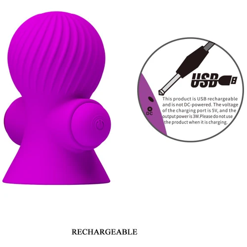 Вакуумные стимуляторы для сосков с вибрацией LYBAILE Pretty Love Vibrating Nipple Suckers Purple