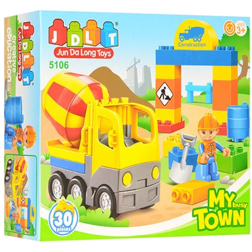 Конструктор JDLT 5106 стройка, бетономешалка, фигурка, 30 дет, 32-28,5-9см