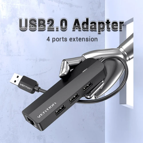 Адаптер Vention Adapter USB to 3хUSB2.0+RJ45 Black (CHPBB) фото 3