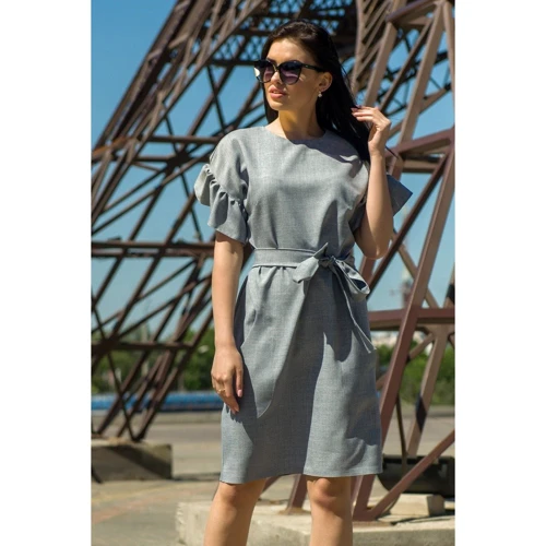 Платье FLFashion Лион ЗПЛ 1131 48 серое повседневное до середины бедра