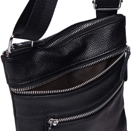 Мужская сумка планшет Borsa Leather черная (K1307-black): Застежка Молния