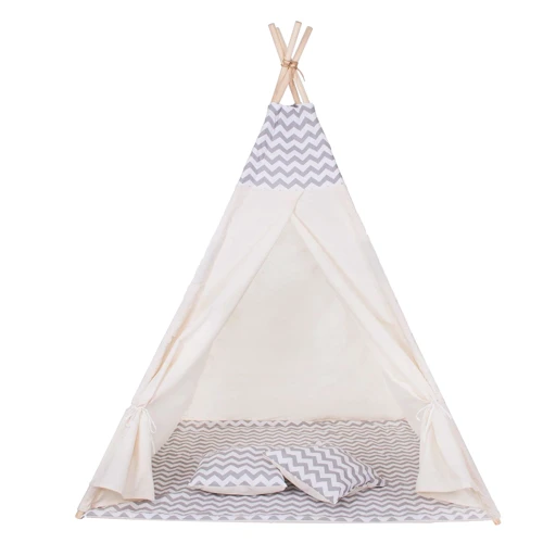 Детская палатка Springos Tipi XXL вигвам бело-серая (TIP03)