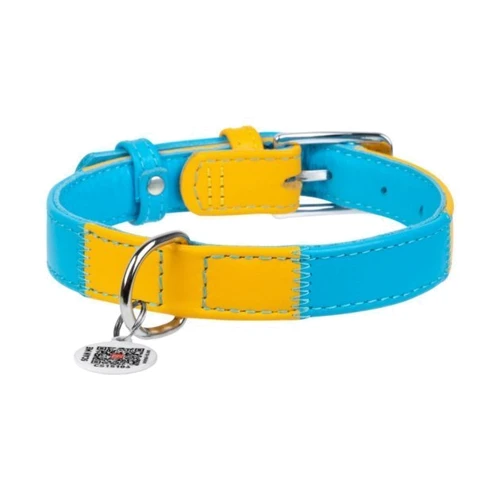 Нашийник для собак WAUDOG Glamour з QR паспортом Colors of freedom розмір S 1.5x27-36 см жовто-блакитний (200-4020): Виробник WAUDOG