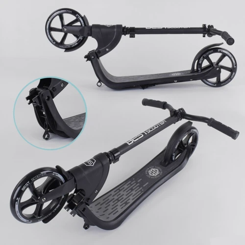 Самокат двухколесный Best Scooter c PU колесами, широким велосипедным рулем, новым зажимом руля Black (98440): Тип колес литые
