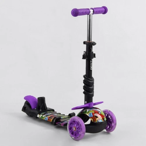 Самокат Best Scooter с защитным бампером фиолетовый (S 6305): Конструкция рамы цельная
