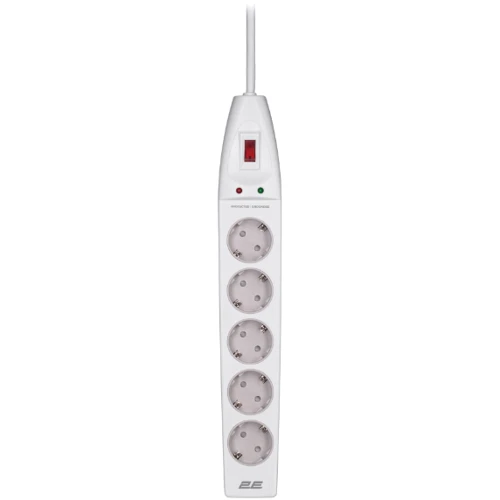Сетевой фильтр 2E 5XSchuko 3G*1.5мм, 10м, white (2E-SP515M10WH): Количество розеток, шт 5