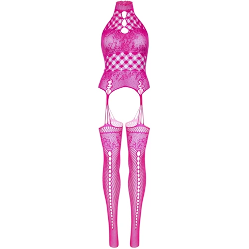 Кружевной бодистокинг Leg Avenue High neck lace bodystocking One size Raspberry