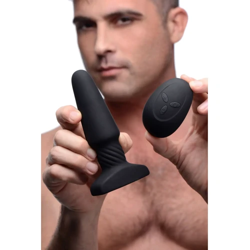 Анальная пробка с вибрацией Rimmers Slim R Smooth Rimming Plug With Remote (черный)