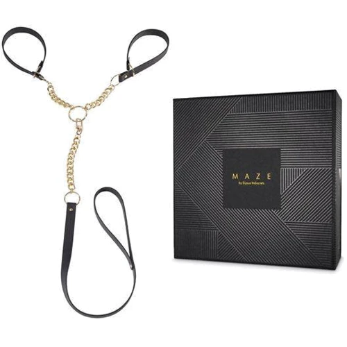 Наручники з повідцем Indiscrets MAZE - T-Restraints Black: Виробник Bijoux Indiscrets