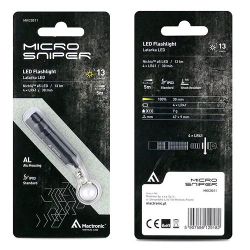 Ліхтар туристичний Mactronic Micro Sniper (13 Lm) (MKC0011): Кількість режимів 1