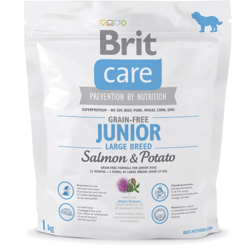 Сухой корм для щенков гигантских пород Brit Care GF Junior Large Breed Salmon & Potato с лососем 1 кг (8595602510115)