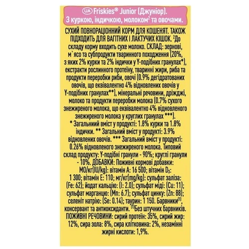Сухой корм Friskies Junior для котят с курицей, молоком и овощами 3х300 г (7613031868360): Порода Все породы