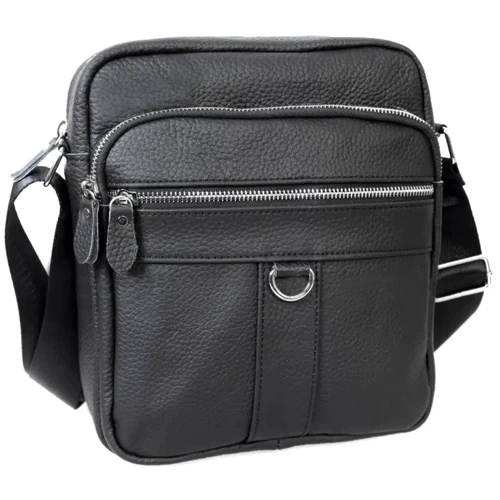 Мужская сумка через плечо Borsa Leather черная (100306-black)