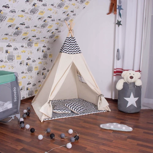 Детская палатка Springos Tipi XXL вигвам бело-черная (TIP02)