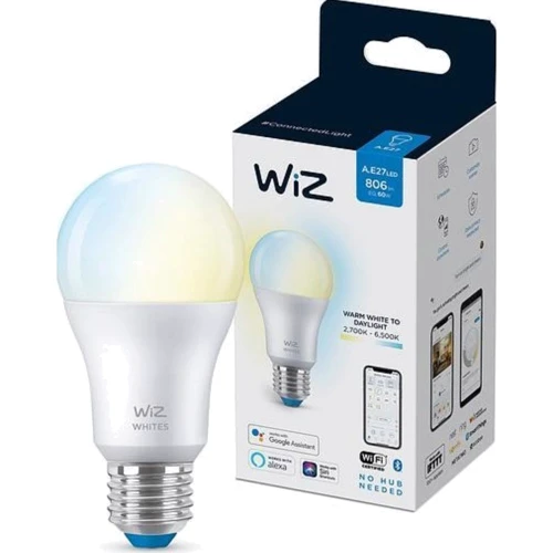 Умная лампочка WiZ, E27, 8W, 60W, 806Lm, A60, 2700-6500K, Wi-Fi