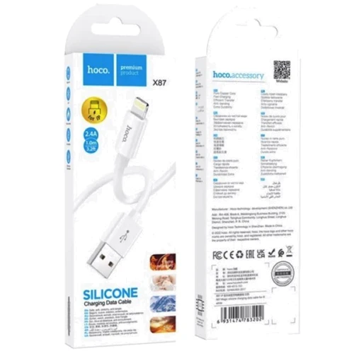 Кабель Hoco USB Cable to Lightning X87 2.4A 1m White фото 4