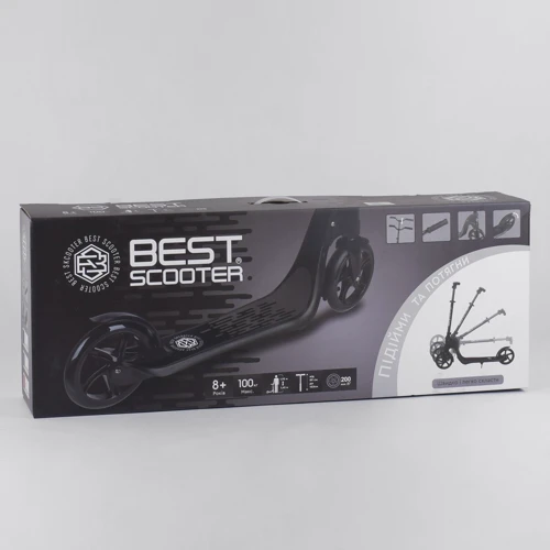 Самокат двухколесный Best Scooter c PU колесами, широким велосипедным рулем, новым зажимом руля Black (98440): Количество колес 2