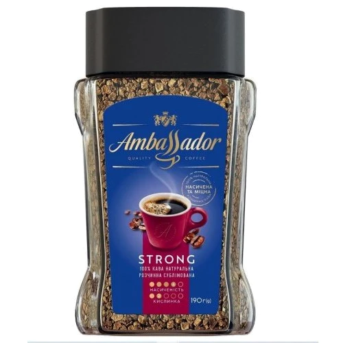 Кофе Ambassador Strong растворимый 190 г (8720254065496)