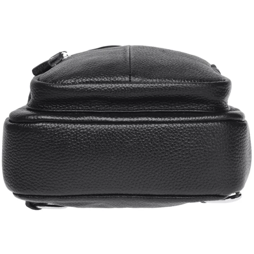 Чоловіча сумка-слінг Borsa Leather чорна (K15060-black): Фактура матова, Зерниста