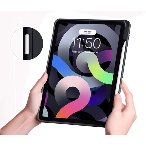 Аксесуар для iPad BeCover Direct Charge Pen with Pencil mount Black for iPad 10.9 (2022 / 2024) / iPad 11 2025: Особливості відділення для стілусу, Надійний захист від подряпин і забруднень, Приємний на дотик, Складається в підставку, Стильний дизайн, Зручно тримати в руці, Стильний зовнішній вигляд