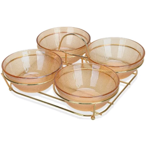 Мінажниця Fissman 24x24x13 см на сталевій підставці 4х350 мл (16395): Тип Менажница