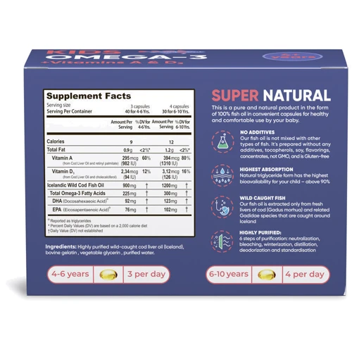 Perla Helsa Kids Omega-3 + Vitamin А And D3, 300 mg, 120 Soft Capsules фото 4