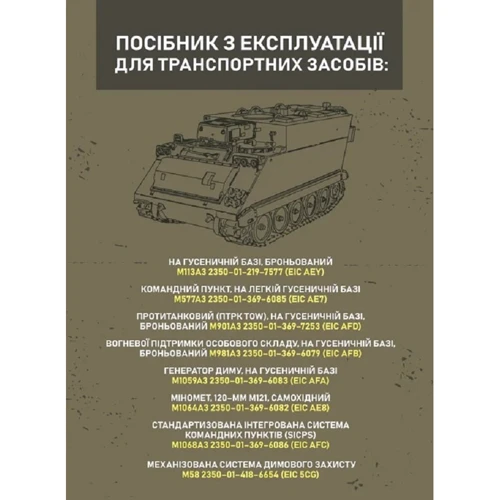 Посібник з експлуатації для транспортних засобів: M113A3 2350–01–219–7577 (EIC AEY), M577A3 2350–01–369–6085 (EIC AE7)