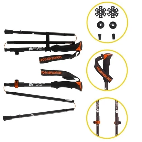 Треккинговая палка Mountain Goat Pro+ Black/Orange 43-130см (MG0008)