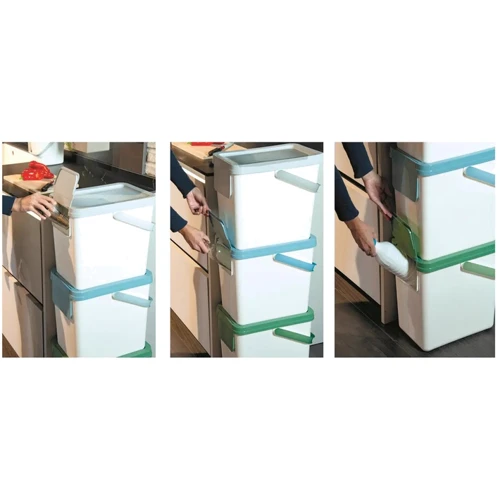 Контейнеры для сортировки мусора и отходов Snips комплект 3х30 л бежево-серый (8001136907647)