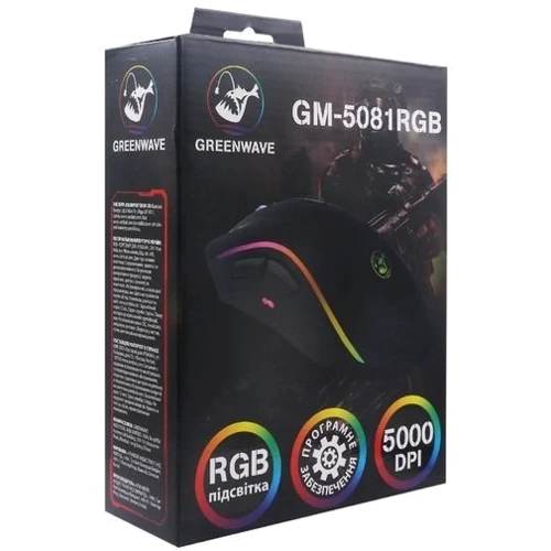 Мишка Greenwave GM-5081RGB (R0015326) Black: Тип сенсора оптичний