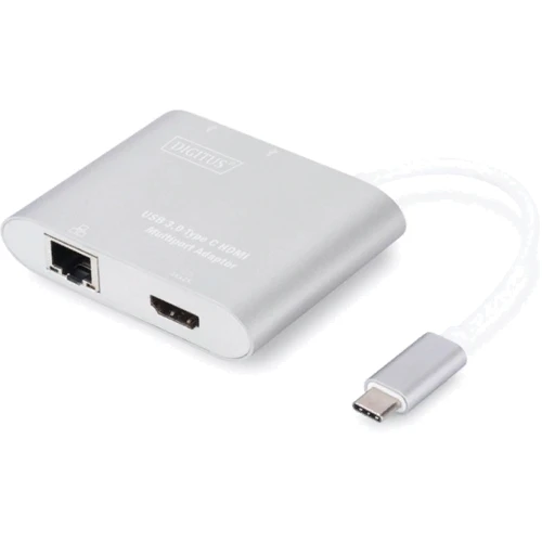 Адаптер Digitus Adapter USB-C to HDMI + 2xUSB + RJ45 Silver (DA-70847)