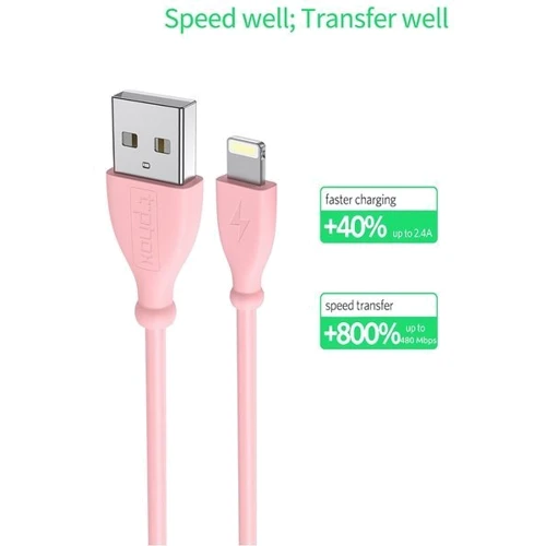 Кабель T-PHOX USB Cable to Lightning Kitty 1m Pink (T-L817 Pink) фото 4