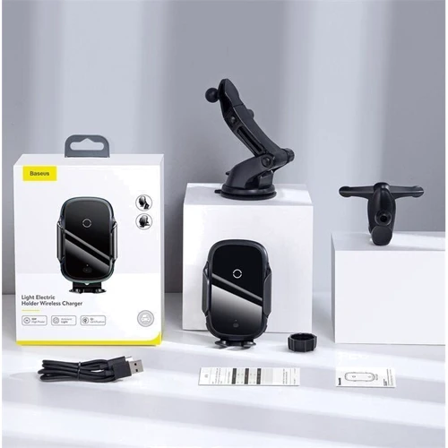 Держатель Baseus Car Holder Wireless Charger Light Electric 15W Black (WXHW03-01) фото 6