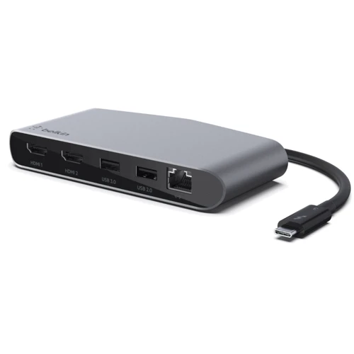 Адаптер Belkin Adapter USB-C to 2xHDMI+RJ45+2xUSB Thunderbolt 3 Mini Dock Black (F4U098BT): Інтерфейс підключення USB-C