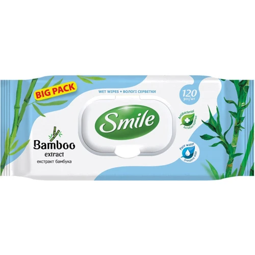 Smile Вологі серветки з екстрактом бамбука з клапаном 120 шт.