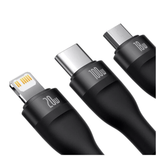 Кабель Baseus Cable USB-C to Micro USB/Lightning/Type-C Flash Series 2 Fast Charging 100W Black (CASS030201): Тип USB-C - Lightning/microUSB/USB-C
