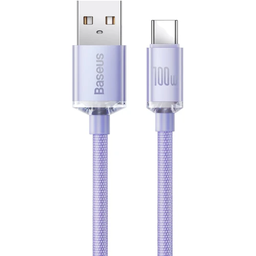 Кабель Baseus USB Cable to USB-C Crystal Shine Series 100W 2m Purple (CAJY000505): Тип USB Cable - USB-C