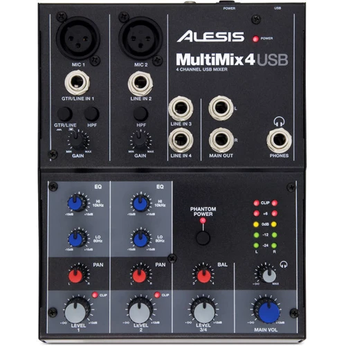 Микшер ALESIS MultiMix4 USB: Аналоговые входы 2 x Mono[MIC/LINE] +48V, 1 x Stereo[LINE]