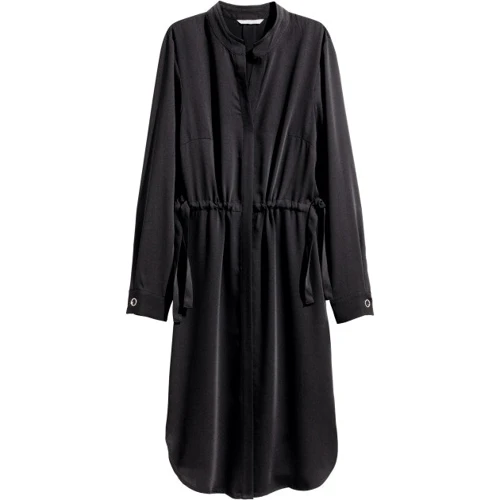 Платье H&M 4530295 46 черное повседневное удлиненное миди