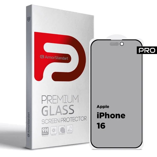 Захисне скло для iPhone ArmorStandart Tempered Glass Pro Anti-Spy Matte Black для iPhone 16 (ARM79397)