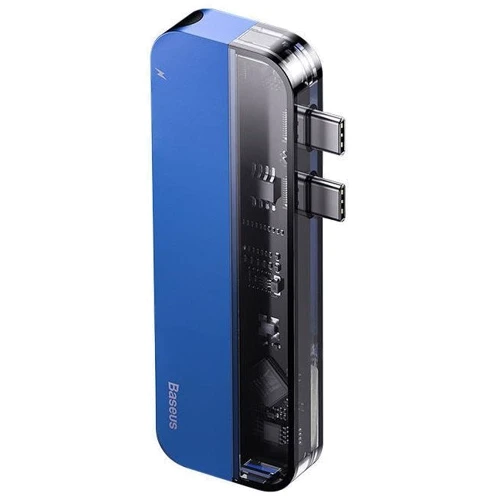 Адаптер Baseus Adapter Dual USB-C to 2xUSB-C + 2xUSB + HDM Blue (CAHUB-TS03): Інтерфейс підключення USB-C