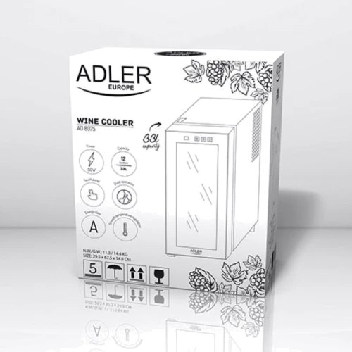 Винный шкаф Adler AD 8075: Вместимость бутылок, шт 12