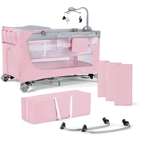 Ліжко-манеж з пеленатором Kinderkraft Leody Pink (KCLEOD00PNK00AC)