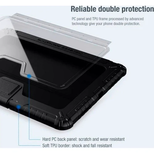 Аксессуар для iPad Nillkin Bumper Pro Black for iPad Pro 12.9 (2020-2022): Особенности Складывается в подставку, имеет противоударную оболочку, защита спереди, сзади и в углах, закрываетс